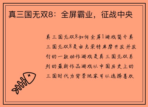 真三国无双8：全屏霸业，征战中央